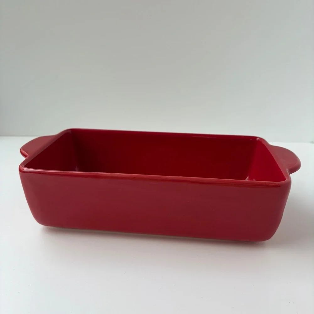 Rae Dunn‎ HO! HO! HO! Bread Loaf Pan Small Ceramic Casserole Dish Red Christmas